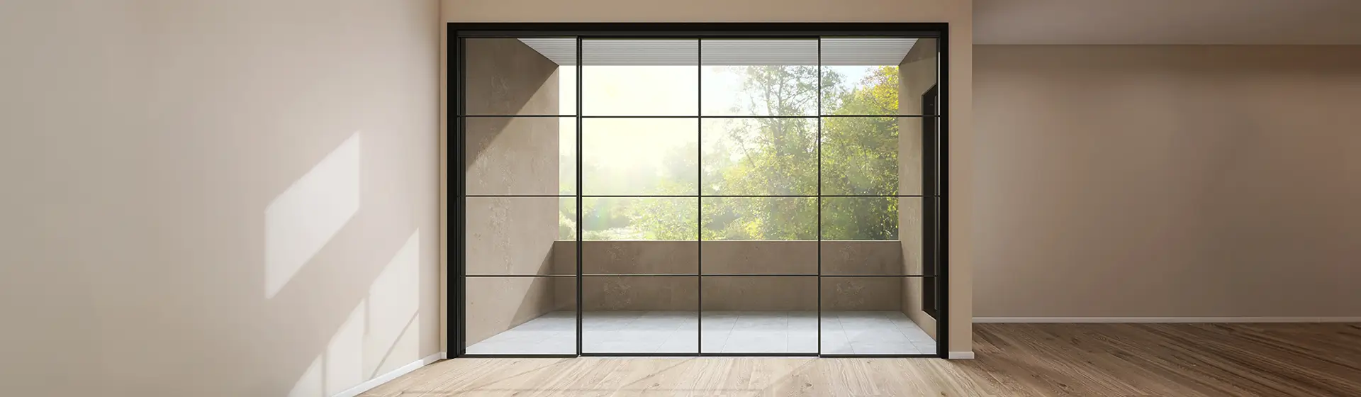 Modernes Loft Fenster mit schwarzem Rahmen